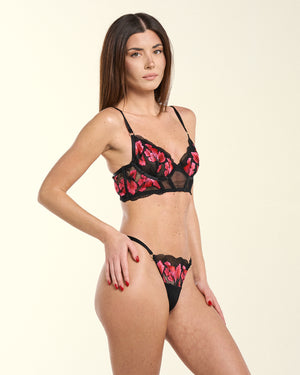 Noir Floréal - Coordinato lingerie in tulle ricamato